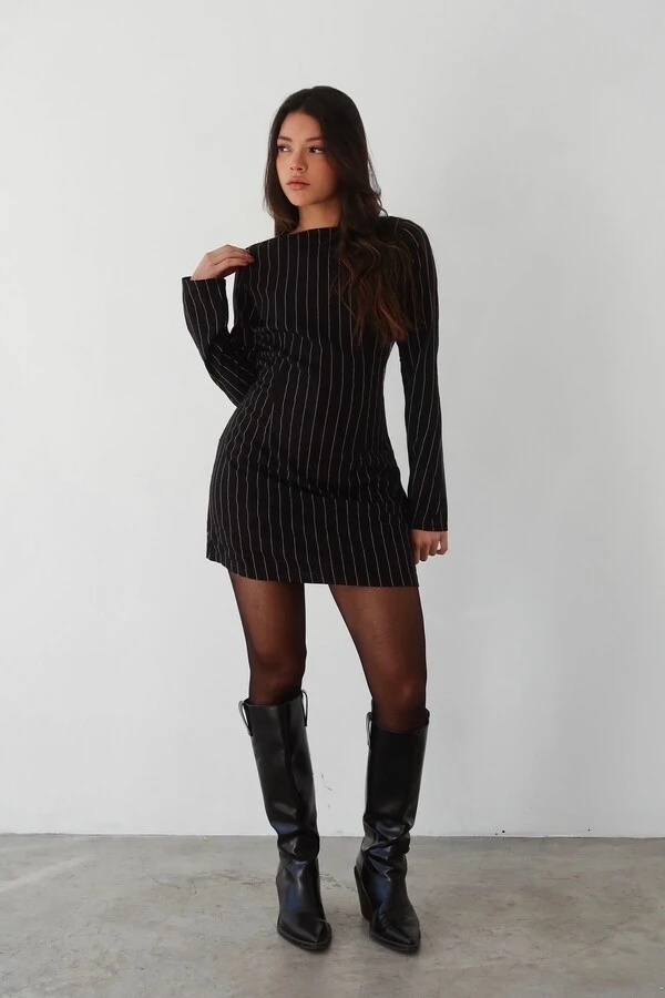 Vestido Amanda Risca de Giz Linho