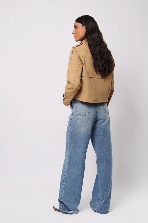 Jaqueta Trench Coat Curta Alfaiataria