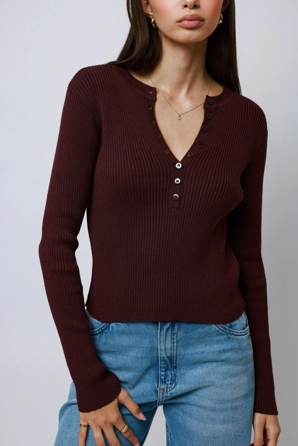 Blusa Amore Botões Tricot Manga Longa