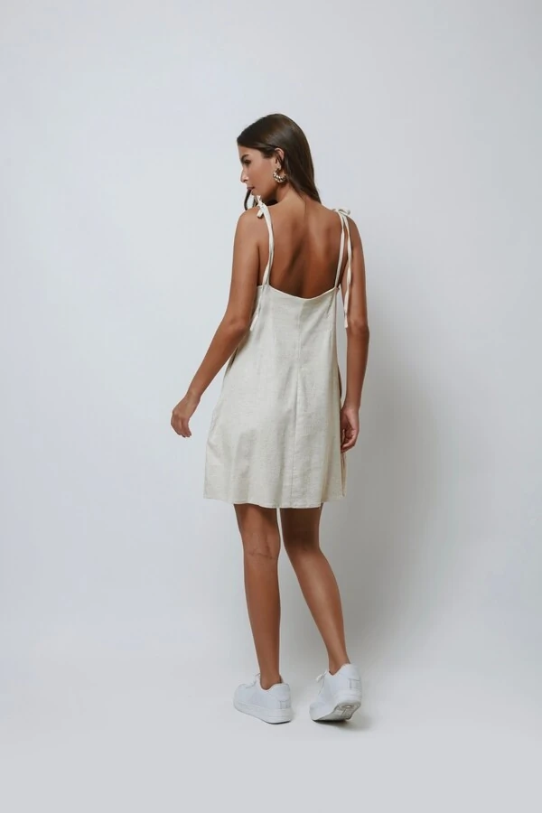 Vestido Laços Curto Over Linho