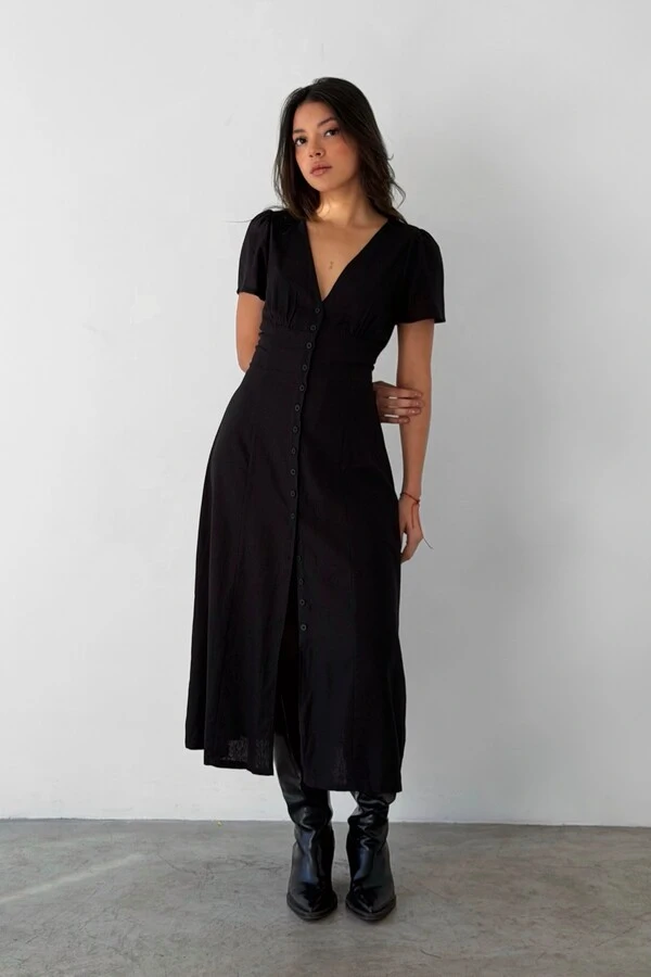 Vestido Ruby Midi Linho Amarração
