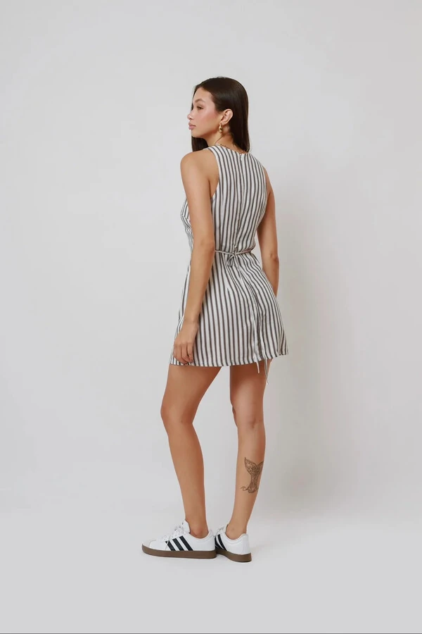 Vestido Stripped Listrado Linho