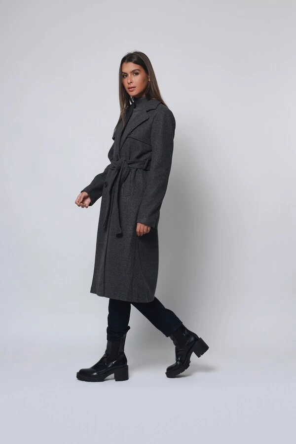 Casaco Sobretudo Lã Batida Trench Coat