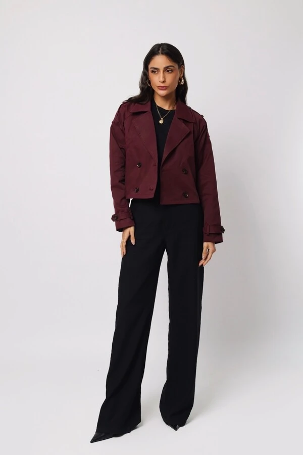 Jaqueta Trench Coat Curta Alfaiataria