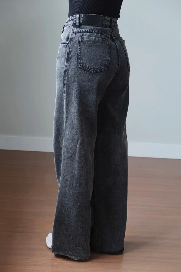Calça Jeans Pantalona Marmorizada