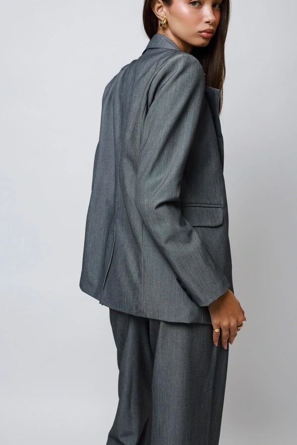 Blazer Chumbo Mescla Oversized Alfaiataria