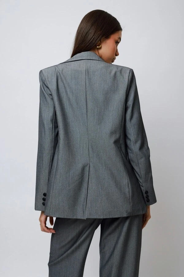 Blazer Chumbo Mescla Oversized Alfaiataria