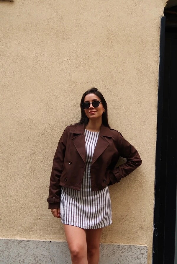 Jaqueta Trench Coat Curta Alfaiataria