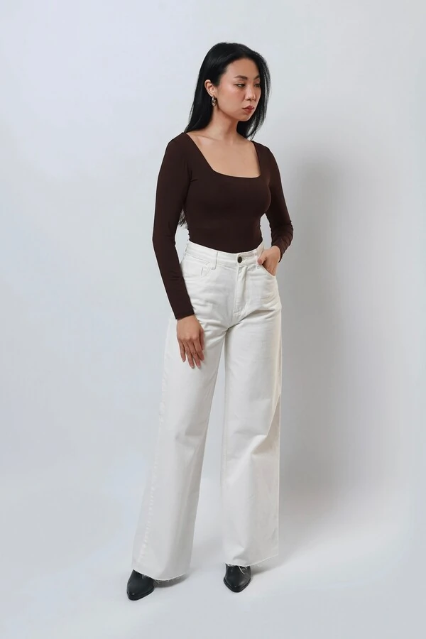Blusa Poliamida Decote Quadrado Manga Longa