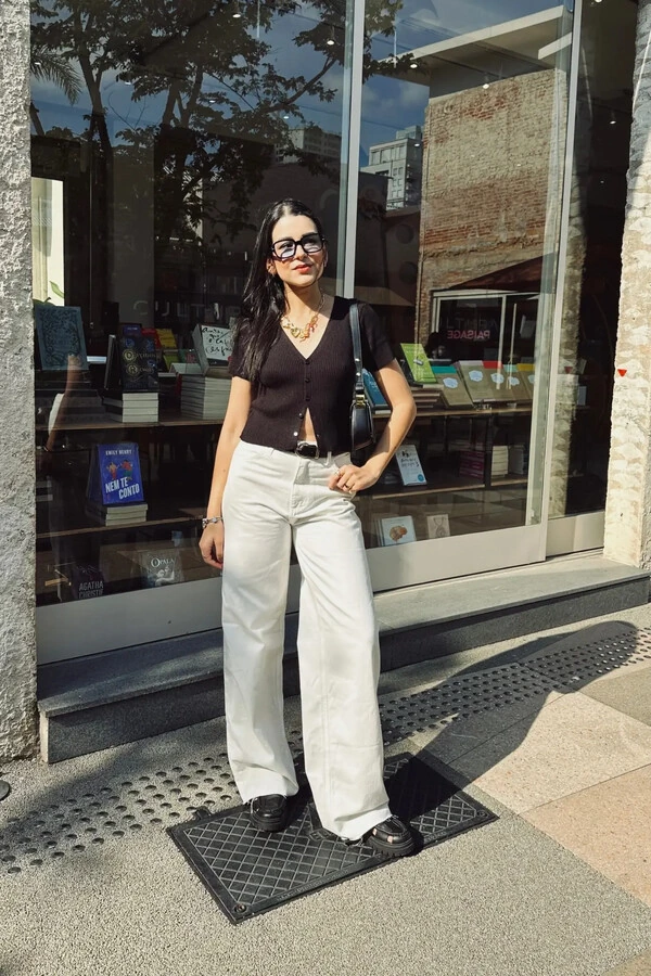 Blusa Cropped Botões Tricot