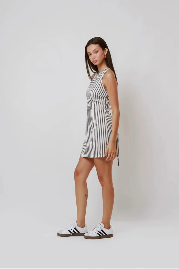 Vestido Stripped Listrado Linho
