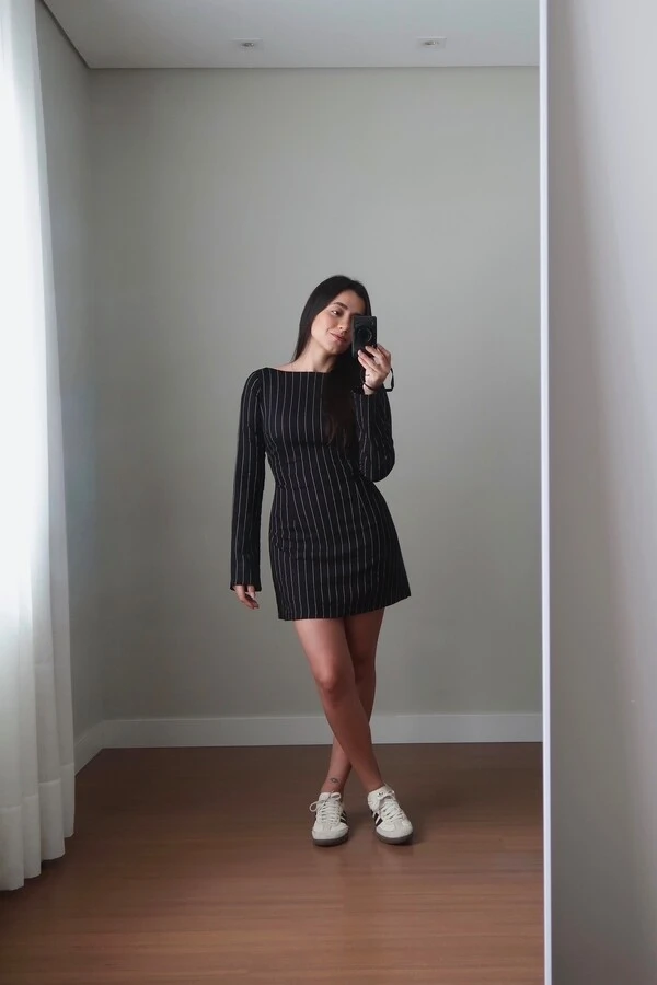 Vestido Amanda Risca de Giz Linho