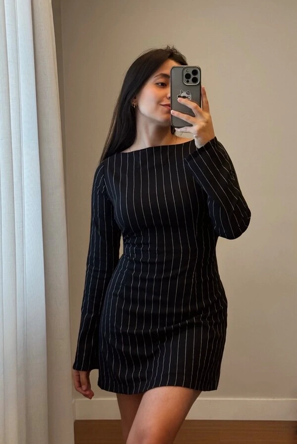 Vestido Amanda Risca de Giz Linho