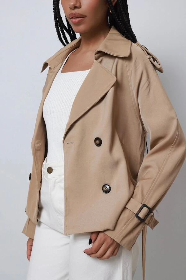 Jaqueta Trench Coat Curta Alfaiataria