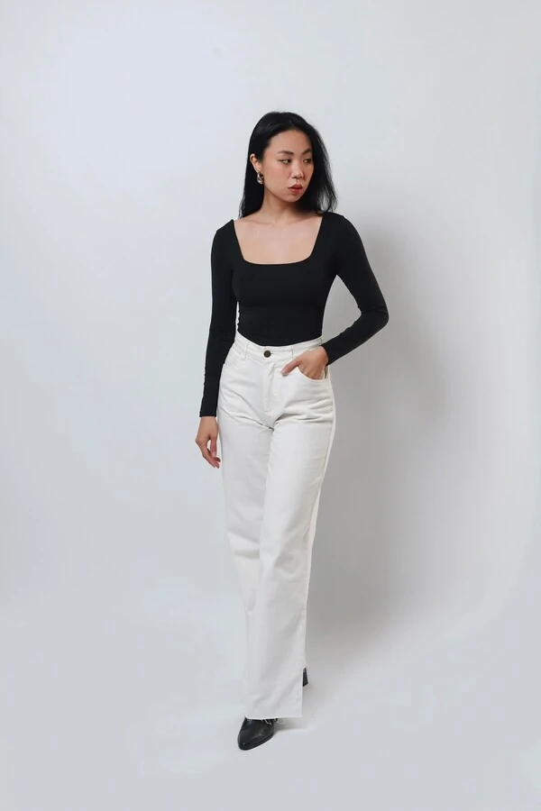 Blusa Poliamida Decote Quadrado Manga Longa