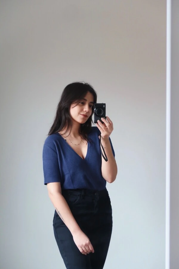 Blusa Texturizada Tricot Decote V