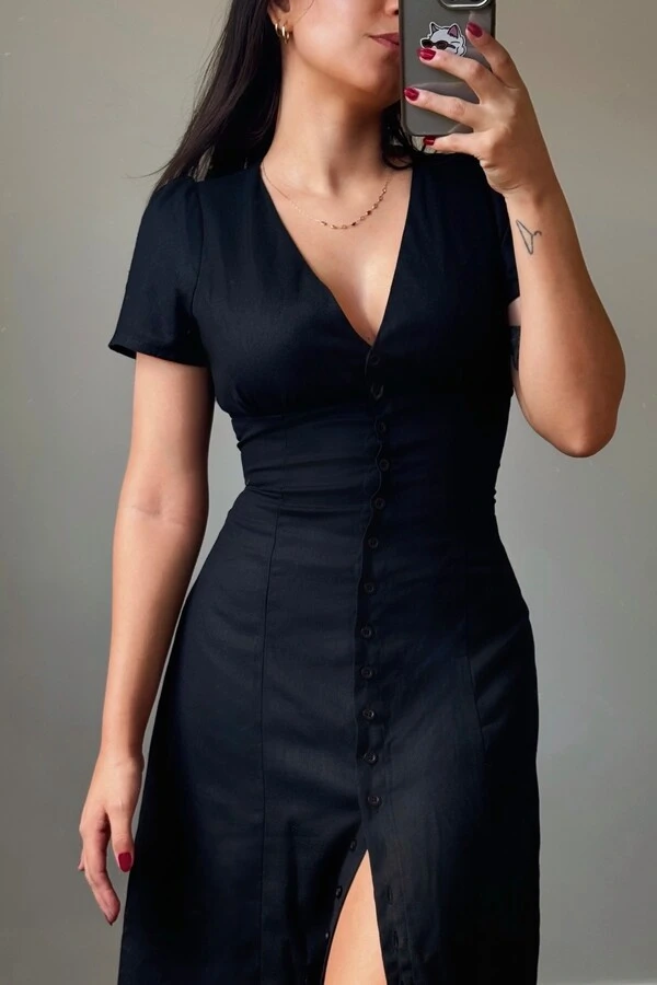 Vestido Ruby Mídi Linho Amarração