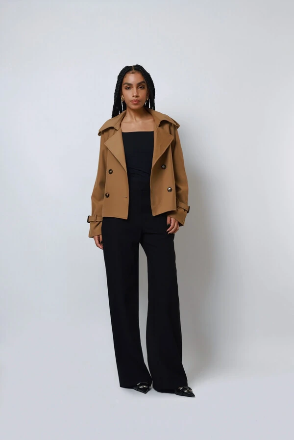 Jaqueta Trench Coat Curta Alfaiataria