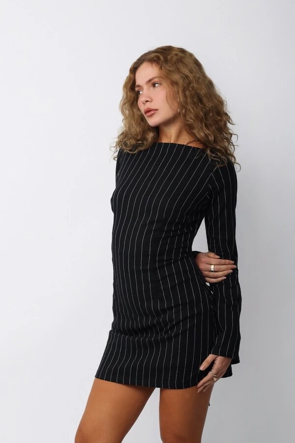 Vestido Amanda Risca de Giz Linho