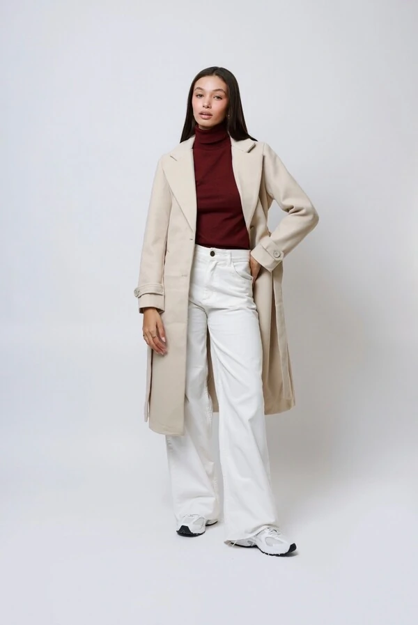 Casaco Sobretudo Lã Batida Trench Coat