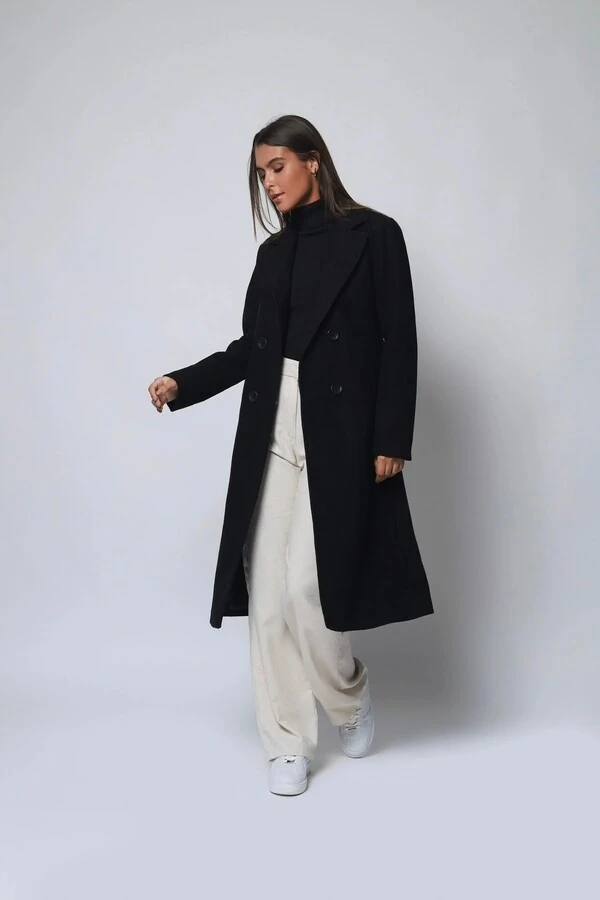 Casaco Sobretudo Lã Batida Trench Coat