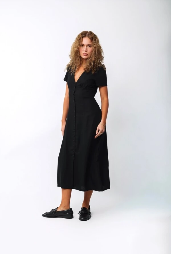 Vestido Ruby Mídi Linho Amarração