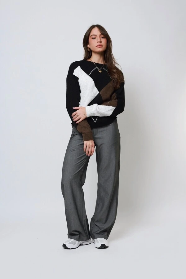 Blusão Xadrez Argyle Tricot Oversized