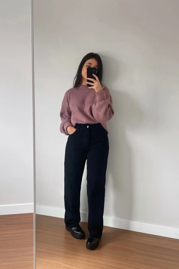 Blusão Tricot Mousse Manga Oversized