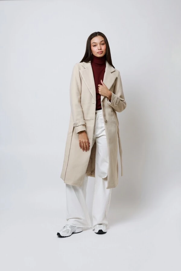 Casaco Sobretudo Lã Batida Trench Coat