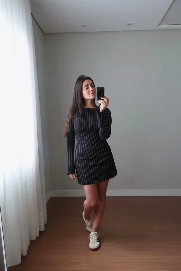 Vestido Amanda Risca de Giz Linho
