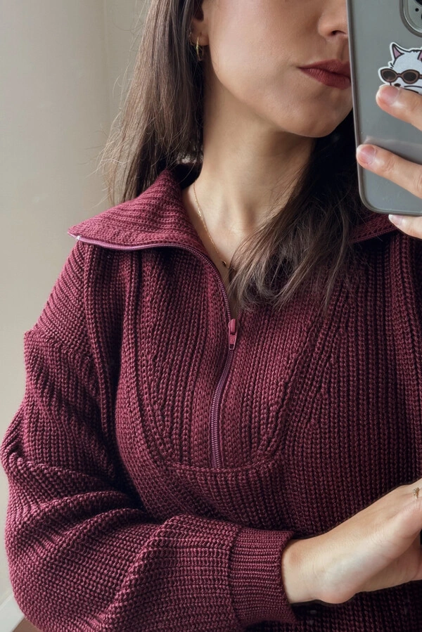 Blusão Tricot Gola Polo e Ziper