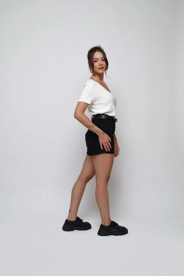 Blusa Texturizada Tricot Decote V