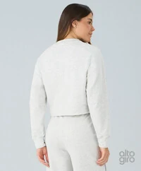 Cropped Raglan Mescla Com Elástico Alto Giro