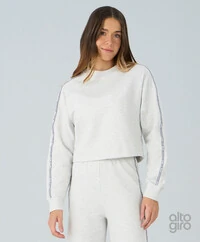 Cropped Raglan Mescla Com Elástico Alto Giro