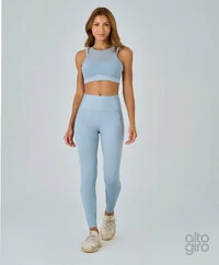 Legging Com Recortes De tule Alto Giro