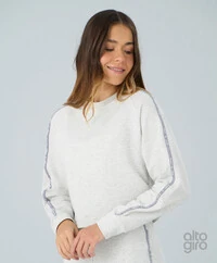 Cropped Raglan Mescla Com Elástico Alto Giro