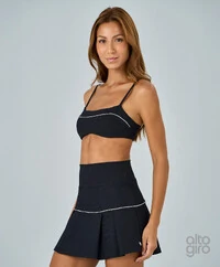 Saia Sobreposta Ribi Com Pregas Alto Giro