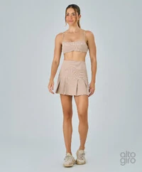 Saia Sobreposta Ribi Com Pregas Alto Giro