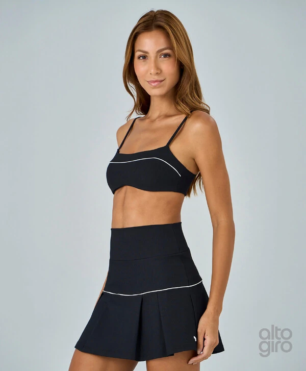 Saia Sobreposta Ribi Com Pregas Alto Giro