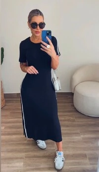 Vestido Rosália Midi em Moletinho com Fendas Laterais