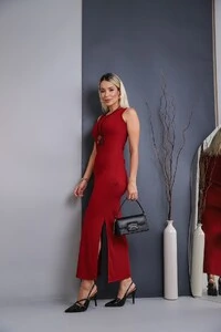 Vestido Ribana Canelado Luiza Midi