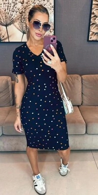 Vestido Poá Canelado