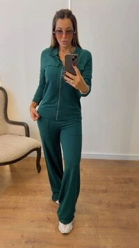 Conjunto Feminino Moletinho Nevasca com Bomber Alongada e Calça