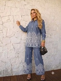 Conjunto Feminino em Liocel com Bordado em Lesie