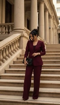 Conjunto Feminino 3 Peças em Moletinho com Blazer e Calça Wide Leg Elegante