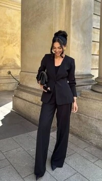 Conjunto Feminino 3 Peças em Moletinho com Blazer e Calça Wide Leg Elegante