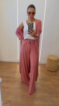Conjunto Trijunto Grécia em Viscolycra Premium - Calça, Regata e Blusa Alongada