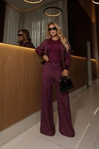 Triconjunto Montreal Maria Dondoca com Jaqueta, Body e Calça Pantalona