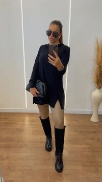 Veste Legging Feminina Alongada em Ribana Canelada com Capuz