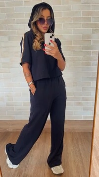 Conjunto Faixa com Capuz em Moletinho